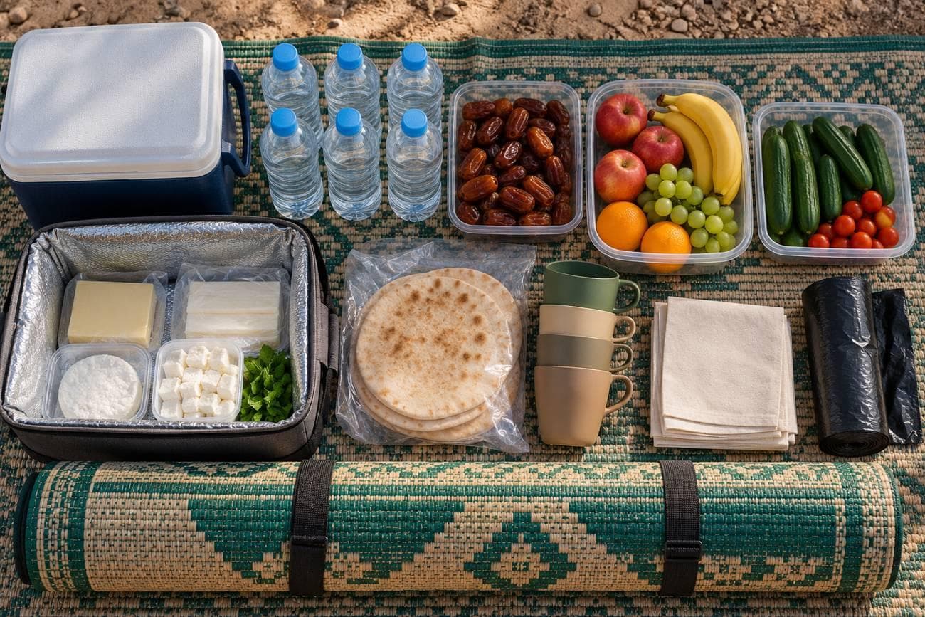 مقاضي وأدوات جلسة خارجية عائلية مرتبة