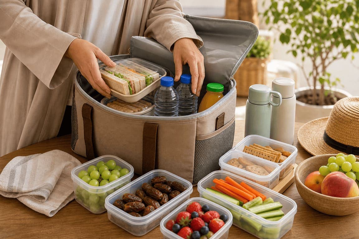 تجهيز مبرد وعلب السناك قبل الرحلة الصيفية لتقليل الفوضى