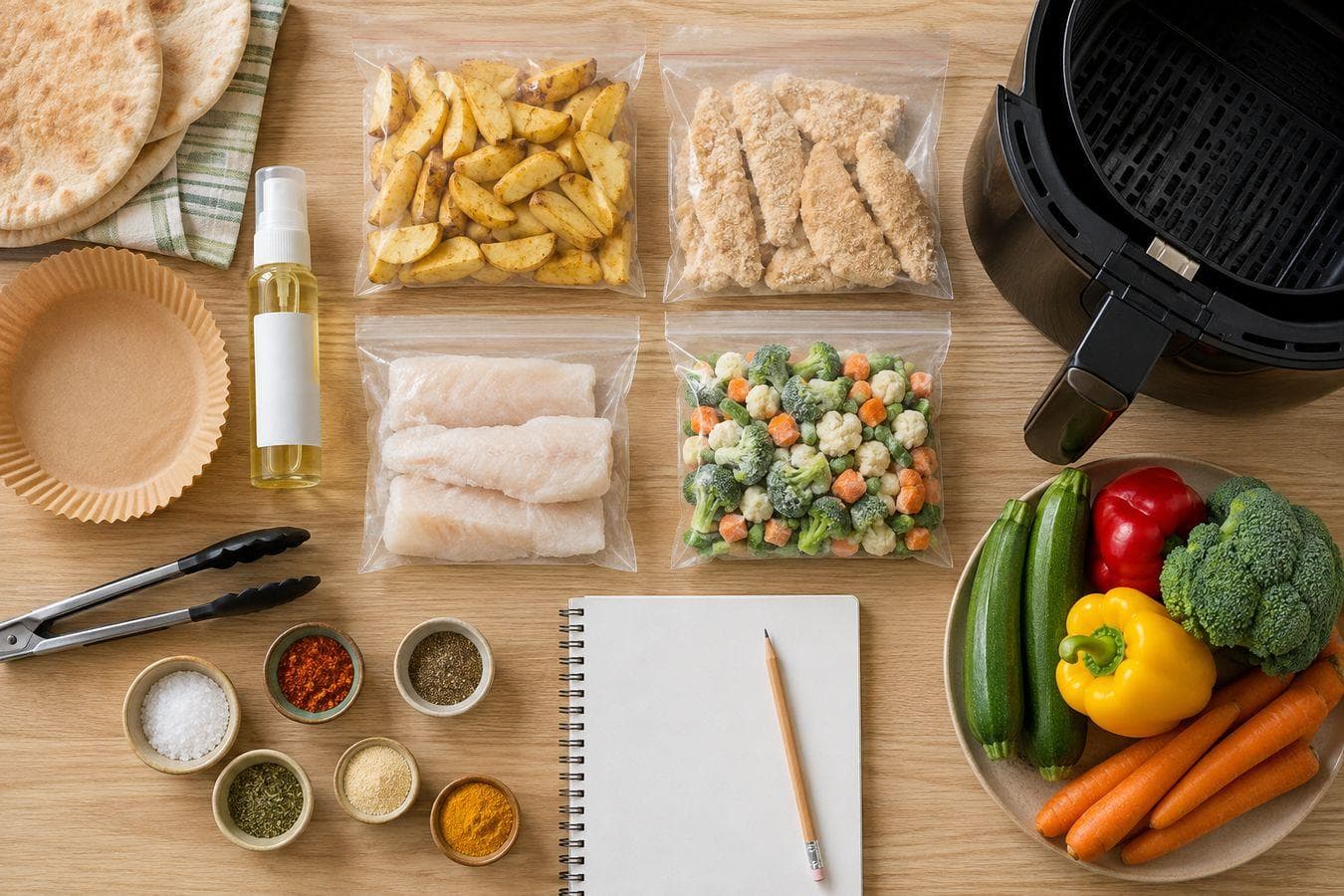 قائمة مقاضي القلاية الهوائية من الأعلى مع البطاطس والدجاج والسمك والخضار